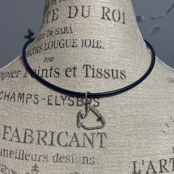 Sabika Jewelry - Sabika Silver Heart Necklace on Black Cord